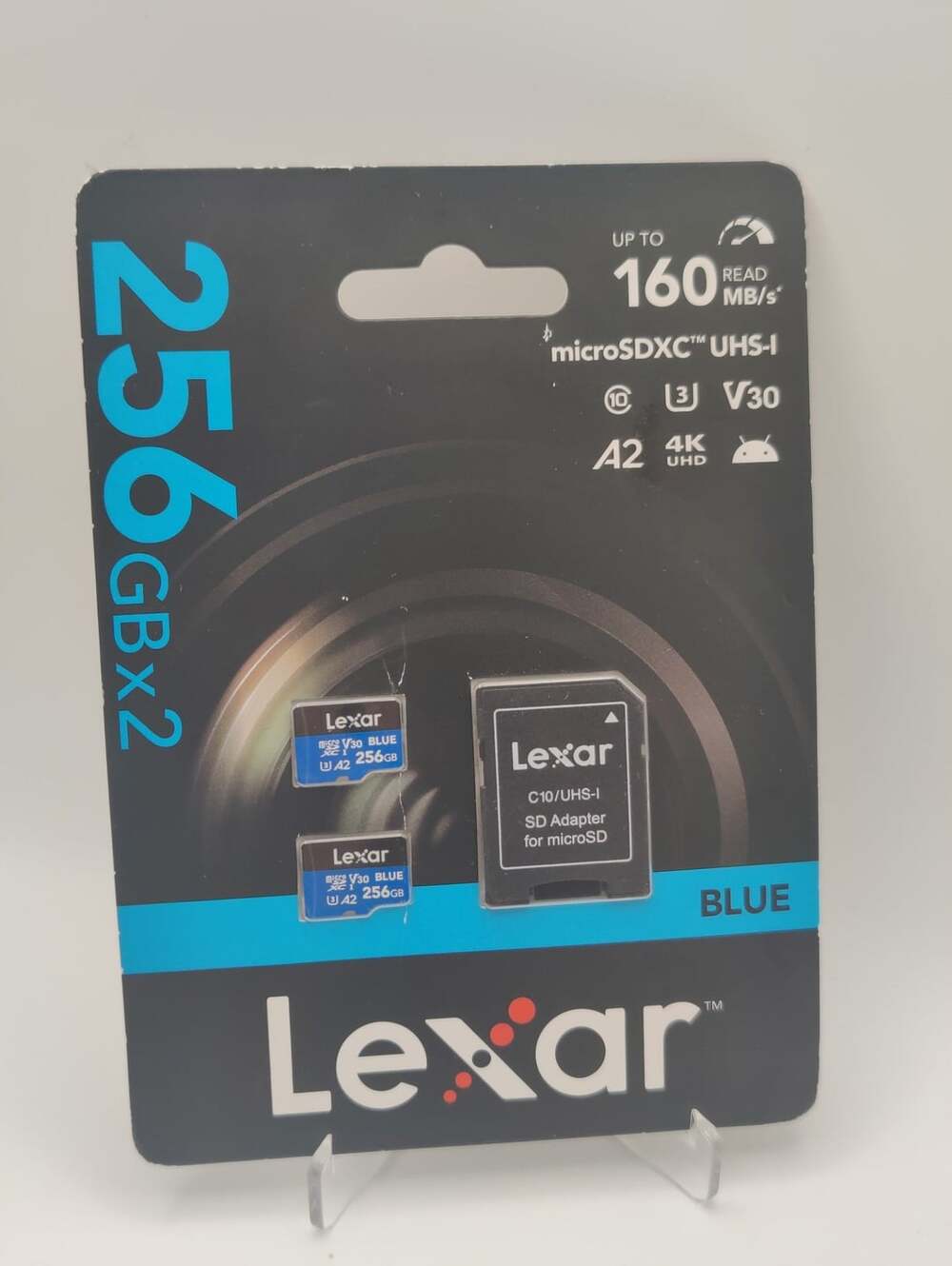 Lexar Blue 256GB MicroSDXC UHS-I 160MB/s Memory Card with SD Adapter 2 PACK